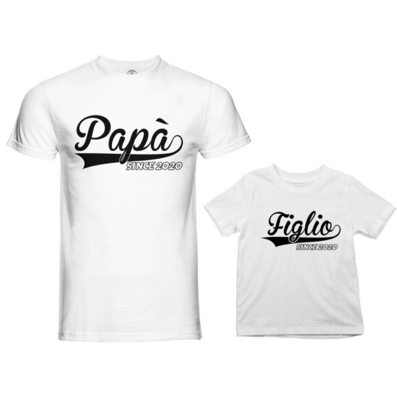 Coordinato t-shirt padre figlio personalizzato con anno papà since figlio figlia since Per il papà