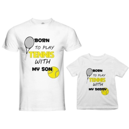 Coordinato t-shirt padre figlio born to play tennis with...