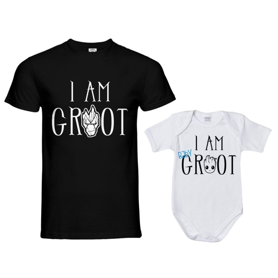 Coordinato t-shirt padre figlio i am groot i am little groot Per il papà