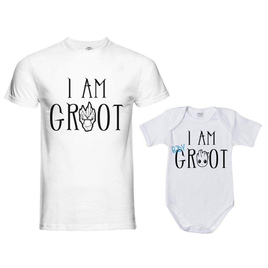 Coordinato t-shirt padre figlio i am groot i am little groot Per il papà