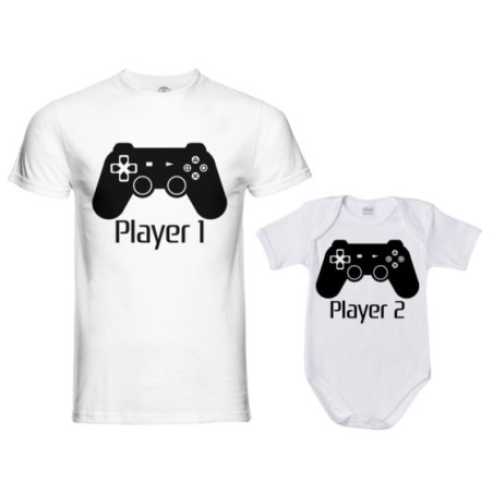 Coordinato t-shirt padre figlio player one player two playstation Per il papà