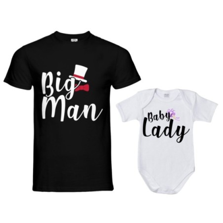 Coordinato t-shirt padre figlio big man little boy little lady Per il papà