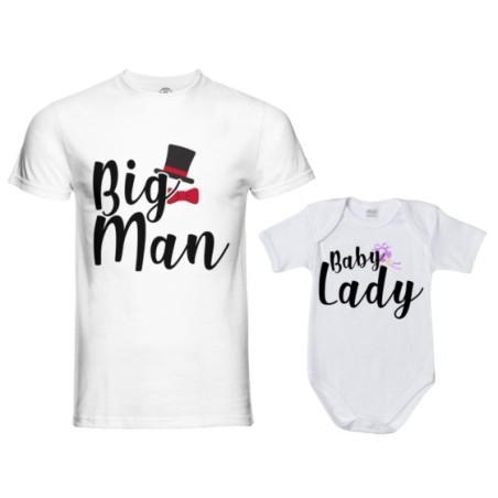 Coordinato t-shirt padre figlio big man little boy little lady Per il papà