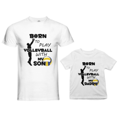 Coordinato t-shirt padre figlio born to play volleyball...