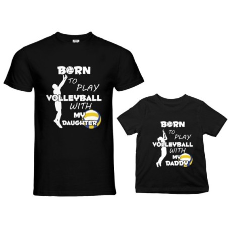Coordinato t-shirt padre figlio born to play volleyball with my son my daughter Per il papà