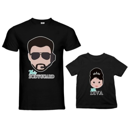 Coordinato t-shirt padre figlia bodyguard little diva