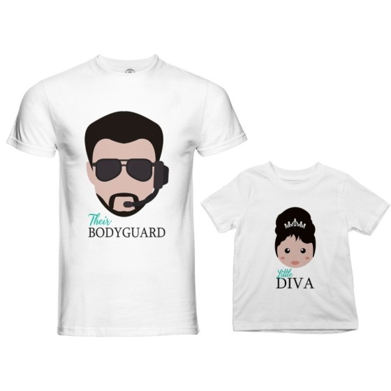 Coordinato t-shirt padre figlia bodyguard little diva Per il papà 2