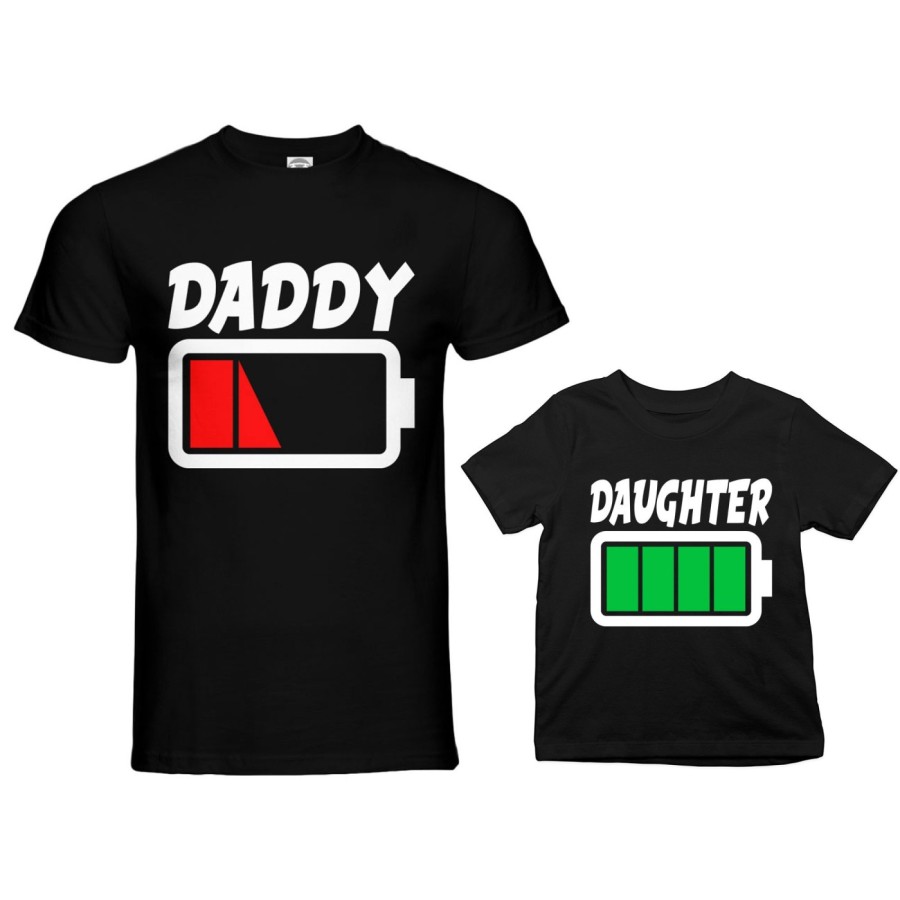 Coordinato t-shirt padre figlio daddy low battery son daughter super charged Per il papà