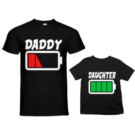 Coordinato t-shirt padre figlio daddy low battery son...