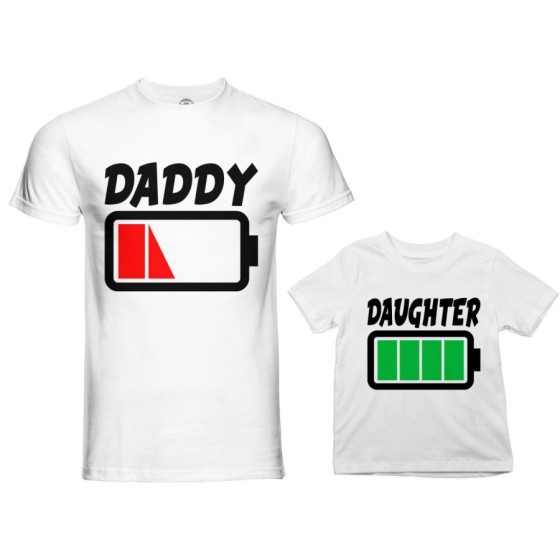 Coordinato t-shirt padre figlio daddy low battery son daughter super charged Per il papà 2