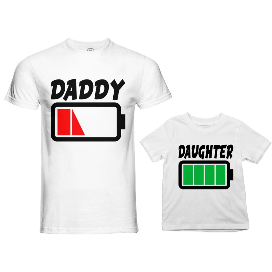 Coordinato t-shirt padre figlio daddy low battery son daughter super charged Per il papà