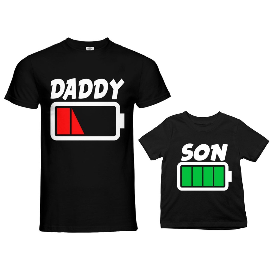 Coordinato t-shirt padre figlio daddy low battery son daughter super charged Per il papà