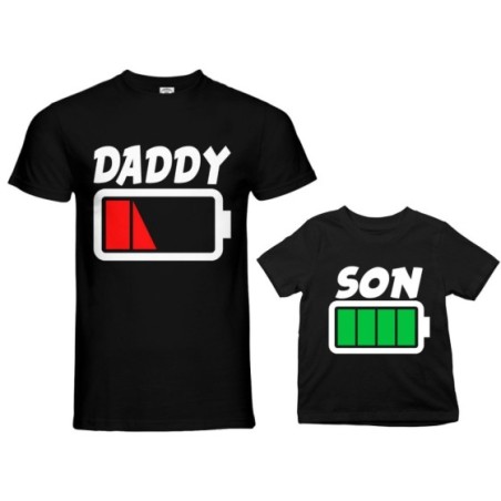 Coordinato t-shirt padre figlio daddy low battery son daughter super charged Per il papà