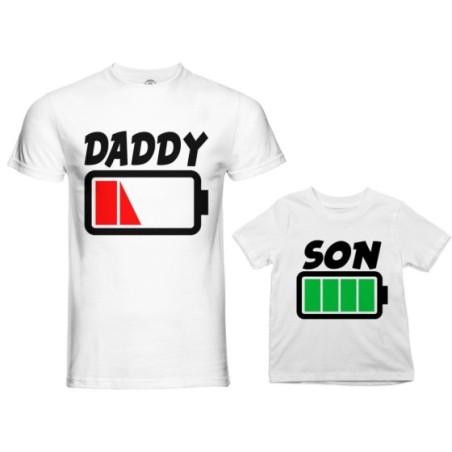 Coordinato t-shirt padre figlio daddy low battery son daughter super charged Per il papà