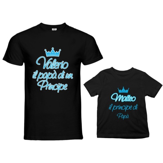 Coordinato t-shirt padre figlio personalizzato con nome papà di un principe di una principessa Per il papà 2