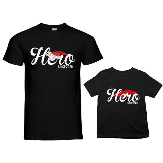 Coordinato t-shirt padre figlio personalizzato con anno hero since little hero since Per il papà