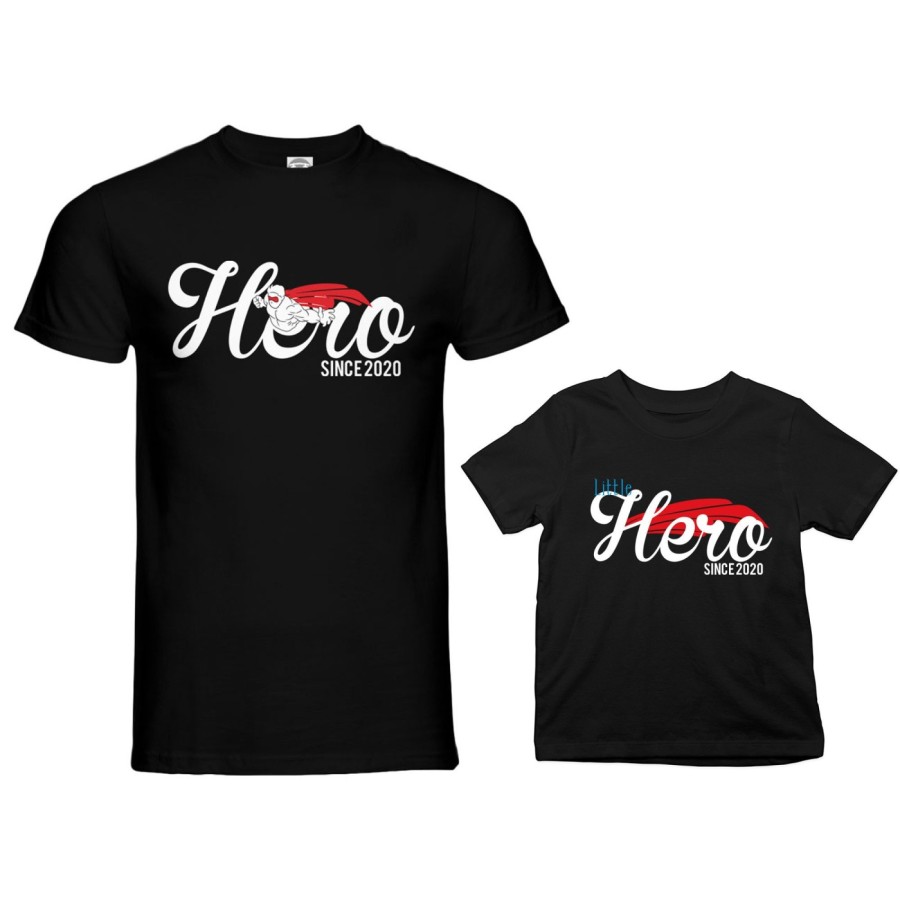 Coordinato t-shirt padre figlio personalizzato con anno hero since little hero since Per il papà