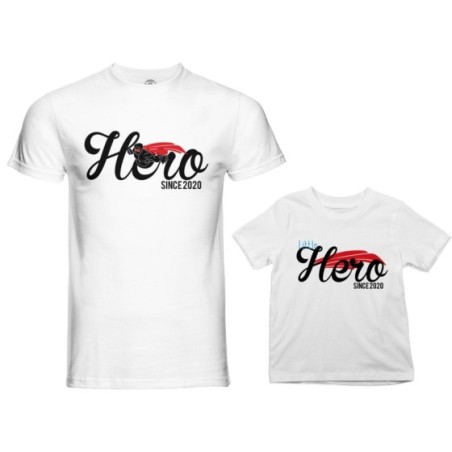 Coordinato t-shirt padre figlio personalizzato con anno hero since little hero since Per il papà