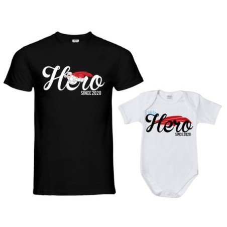 Coordinato t-shirt padre figlio personalizzato con anno hero since little hero since Per il papà