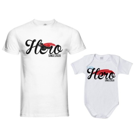 Coordinato t-shirt padre figlio personalizzato con anno hero since little hero since Per il papà
