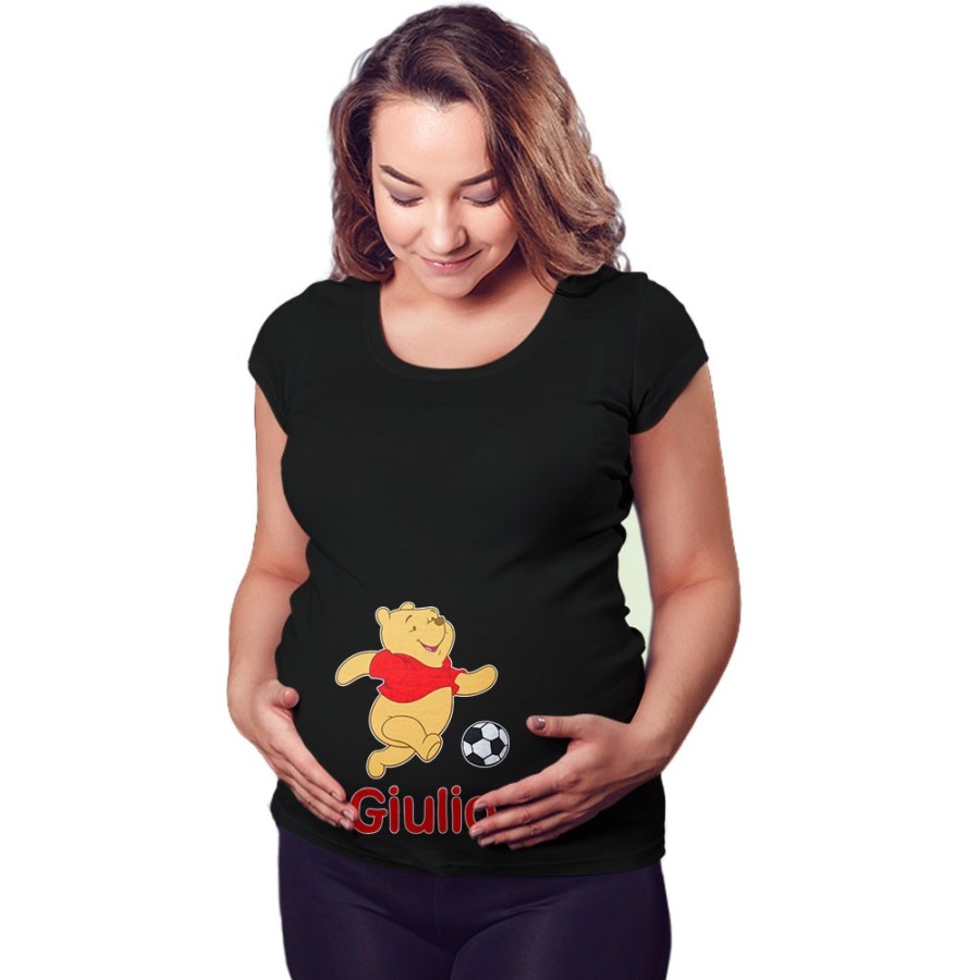Maglia premaman personalizzata con nome winnie con il pallone Cartoon
