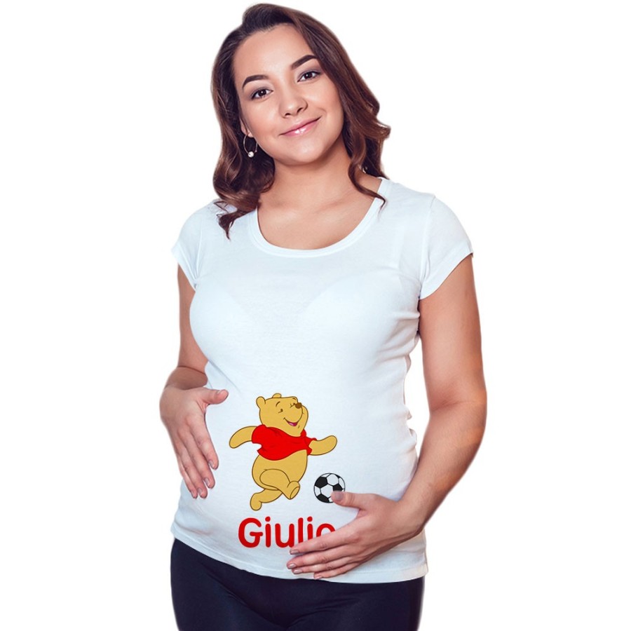 Maglia premaman personalizzata con nome winnie con il pallone Cartoon