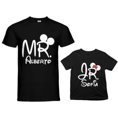 Coordinato t-shirt e body neonato padre figlio personalizzabile con nomi mr e jr Per il papà