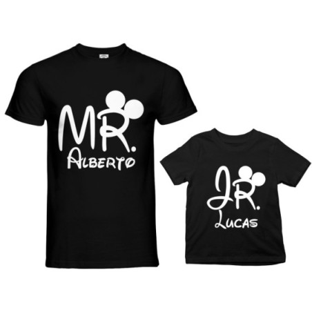 Coordinato t-shirt e body neonato padre figlio personalizzabile con nomi mr e jr Per il papà