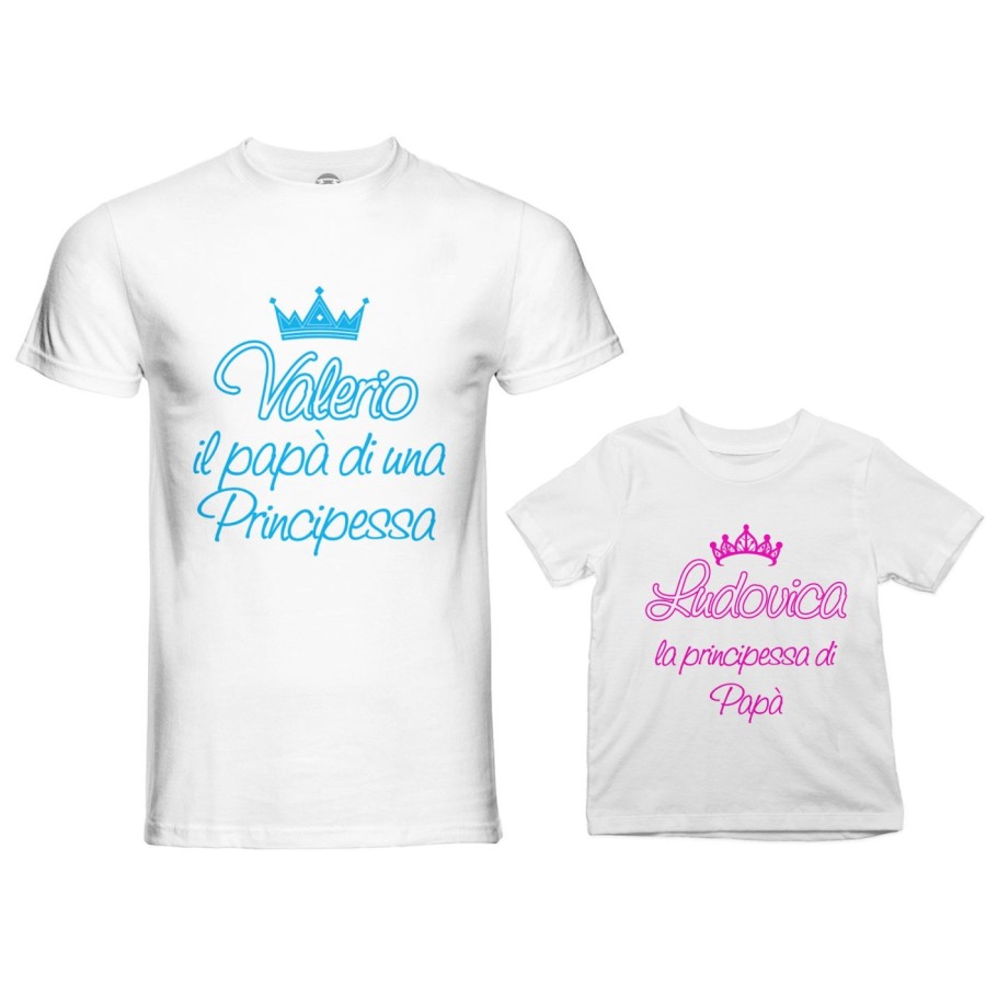 Coordinato t-shirt body padre figlio personalizzato con nome  papà di un principe di una principessa Per il papà