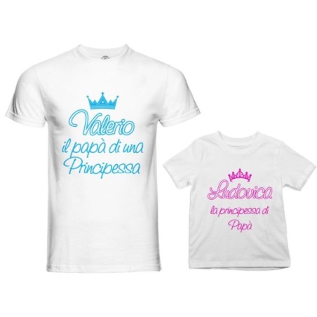 Coordinato t-shirt body padre figlio personalizzato con nome  papà di un principe di una principessa Per il papà