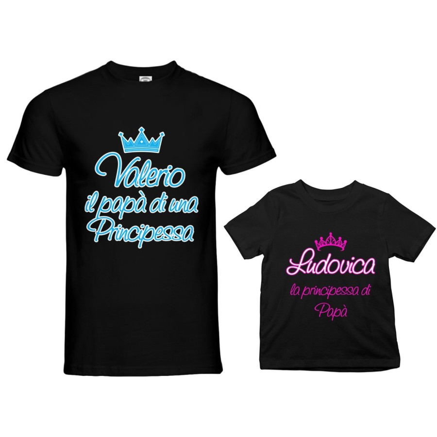 Coordinato t-shirt body padre figlio personalizzato con nome  papà di un principe di una principessa Per il papà