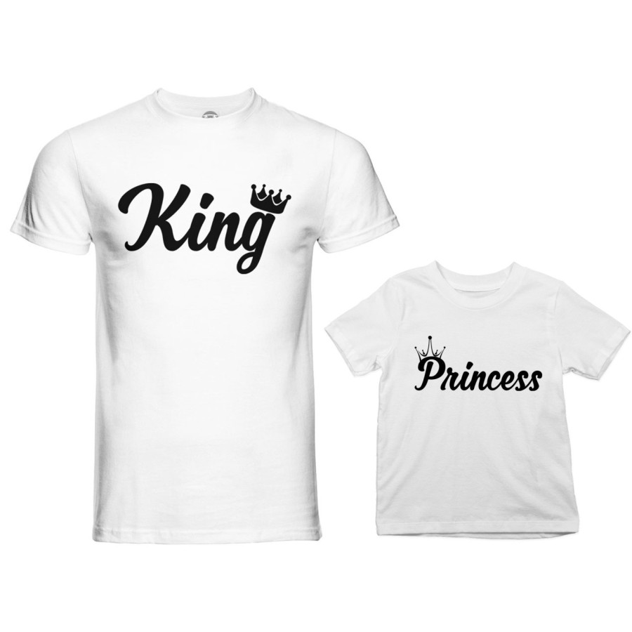 Coordinato t-shirt body padre figlio personalizzabile con nomi king con corona prince princess con corona Per il papà