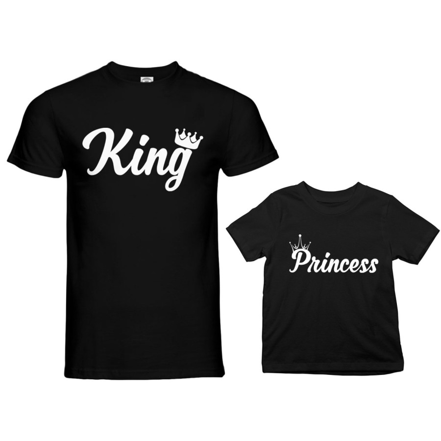 Coordinato t-shirt body padre figlio personalizzabile con nomi king con corona prince princess con corona Per il papà