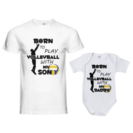 Coordinato t-shirt padre figlio born to play volleyball...