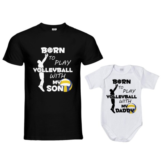 Coordinato t-shirt padre figlio born to play volleyball with my son my daughter Per il papà 2