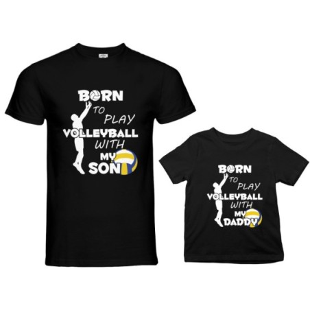 Coordinato t-shirt padre figlio born to play volleyball with my son my daughter Per il papà