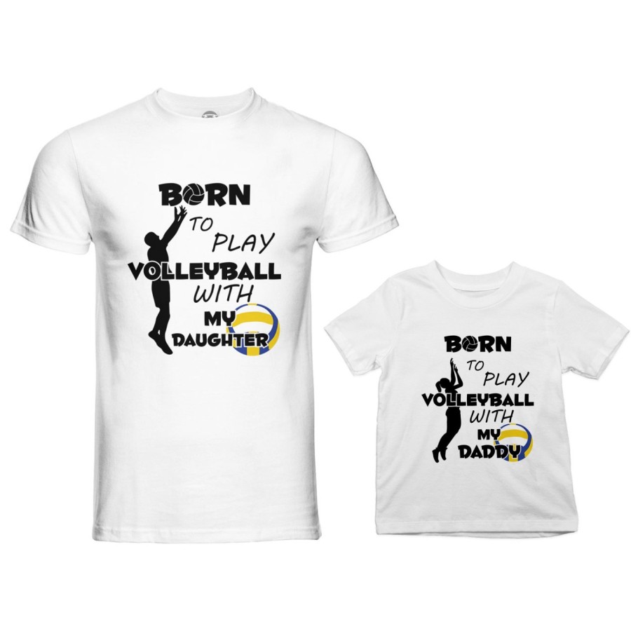 Coordinato t-shirt padre figlio born to play volleyball with my son my daughter Per il papà