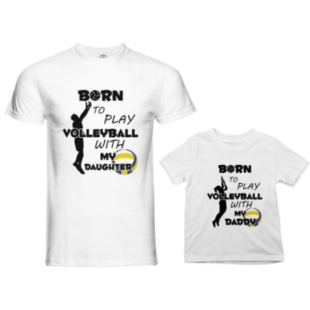 Coordinato t-shirt padre figlio born to play volleyball with my son my daughter Per il papà