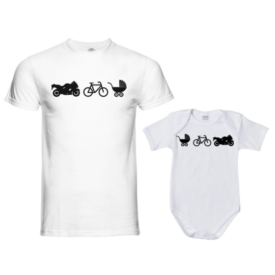 Coordinato t-shirt e body neonato padre figlio dalla moto al carrozzino Per il papà