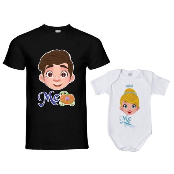 Coordinato t-shirt e body neonato padre figlia me principe azzurro mini cenerentola Per il papà 2