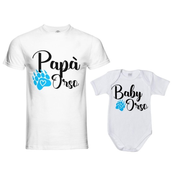 Coordinato t-shirt e body neonato padre figlio papà zampa orso Per il papà