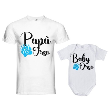 Coordinato t-shirt e body neonato padre figlio papà zampa...