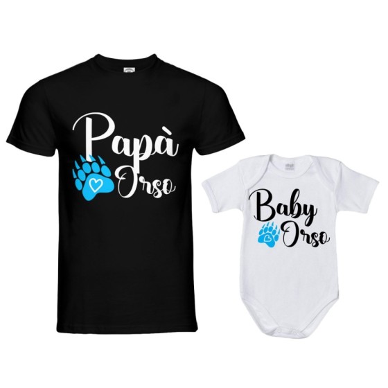 Coordinato t-shirt e body neonato padre figlio papà zampa orso Per il papà 2