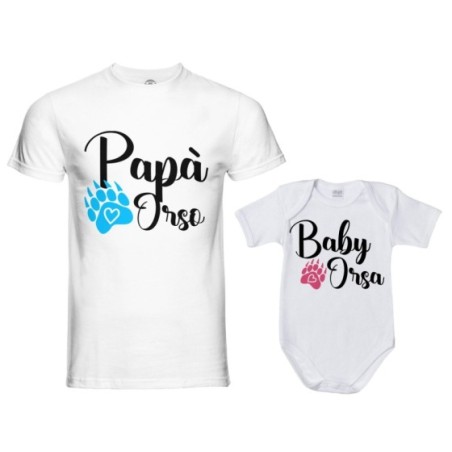 Coordinato t-shirt e body neonato padre figlio papà zampa orso Per il papà