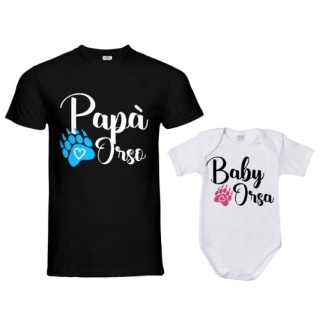 Coordinato t-shirt e body neonato padre figlio papà zampa orso Per il papà