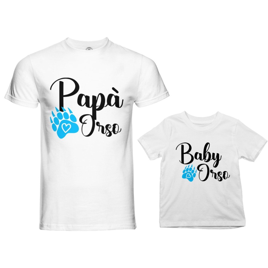 Coordinato t-shirt e body neonato padre figlio papà zampa orso Per il papà
