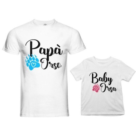 Coordinato t-shirt e body neonato padre figlio papà zampa orso Per il papà