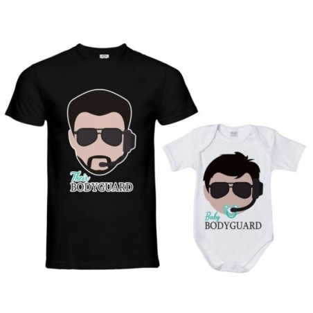 Coordinato t-shirt e body neonato padre figlio bodyguard...
