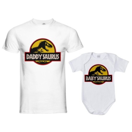 Coordinato t-shirt e body neonato padre figlio daddy saurus baby saurus jurassic Per il papà