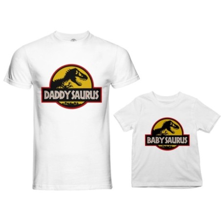 Coordinato t-shirt e body neonato padre figlio daddy saurus baby saurus jurassic Per il papà